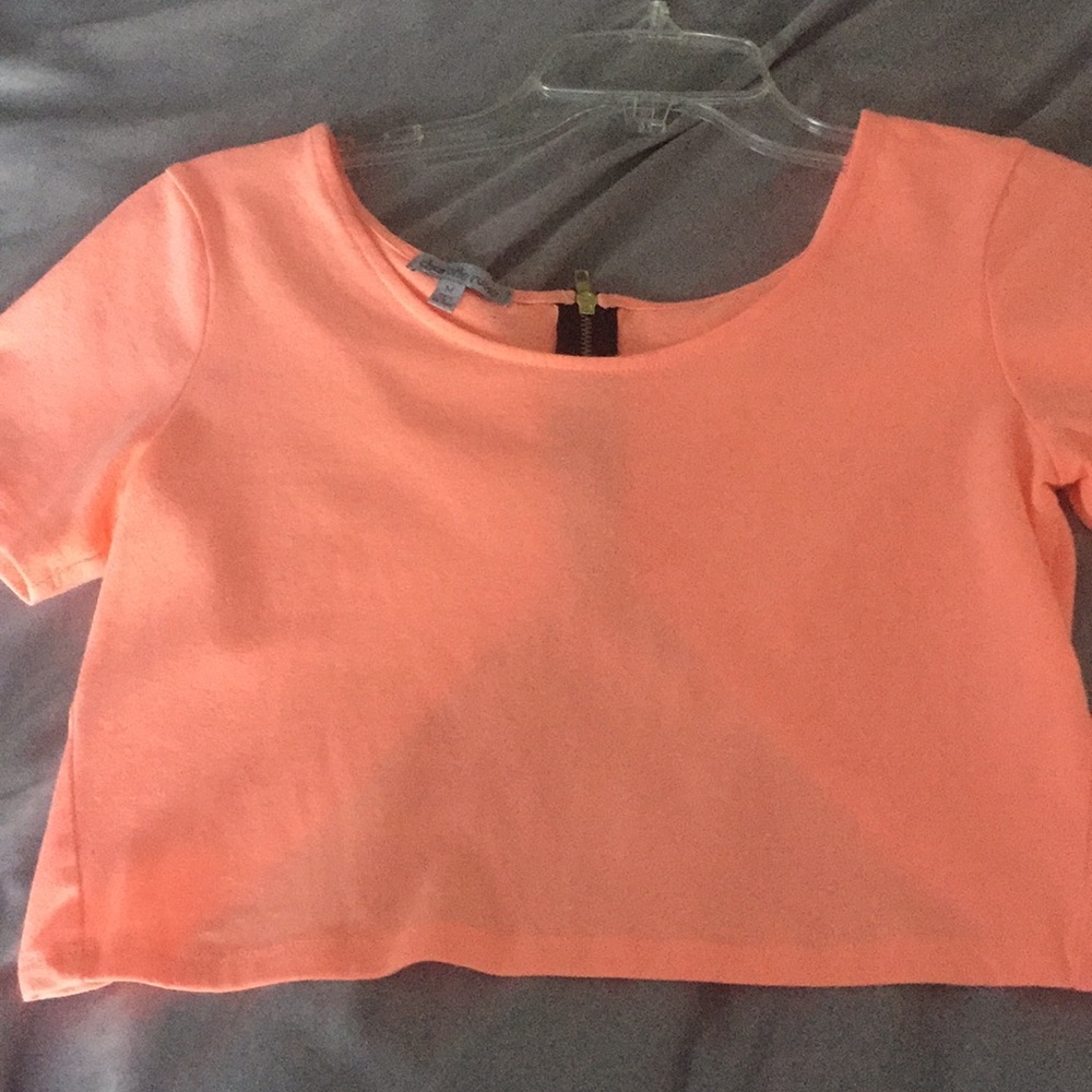 Bright coral crop top